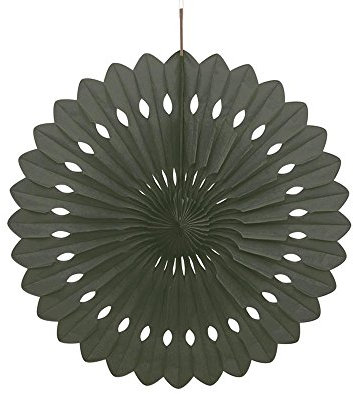Black Solid Tissue Paper Fan (40cm) 1 Piece - Hanging Decoration for Party & Event Decor