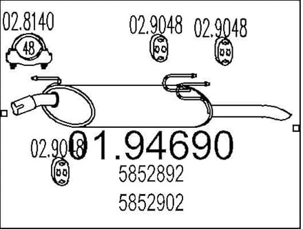 MTS 01.94690 Endschalldämpfer Endtopf 880mm 6,6kg