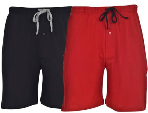 Hanes Men's Pajama Shorts - 2 Pack Cotton Loungewear, 7.5 Inseam, Drawstring and Pockets, Biking Red/Black, Medium
