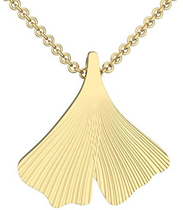 Ginkgoblatt Anhänger mit Halskette in Gold hochwertig vergoldet! *inkl. Luxus-Etui + * Kettenanhänger Damen Gingko Anhänger Ginko Blatt glänzend Kette Gelbgold FF156 VGGG45