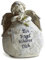 Grabschmuck Engel auf Grabstein mit Trauerspruch aus Polyresin grau, 14 cm, Deko Figur Schutzengel Grabfigur Engelfigur Grabdekoration