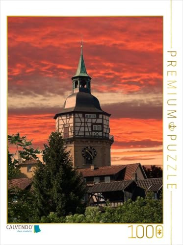 CALVENDO Puzzle Abendstimmung in Backnang (Stadtturm) | 1000 Teile Lege-Größe 48 x 64 cm Foto-Puzzle für glückliche Stunden