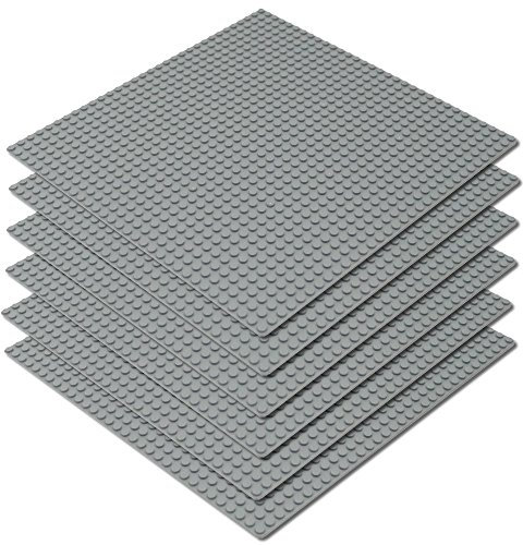 Katara 1672 - Bauplatte 6er Set 25,5cm x 25,5cm/32 x 32 Pins, Kompatibel Lego, Sluban, Papimax, Q-Bricks, Grau