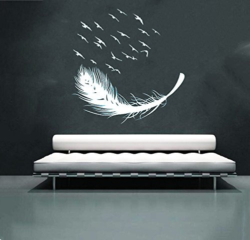 BB.er Autocollants muraux de Plume Maison Chambre canapé Fond Stickers muraux de décoration, 86 * 108CM, Blanc