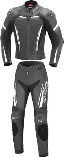 Büse Imola Due pezzi signore moto tuta in pelle, nero/bianco, 44