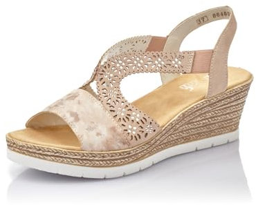Rieker Donna Sandali 61916, Signora Sandali con Piattaforma,Sandalo con Plateau,Scarpa Estiva,Comodo,Suola Spessa,Rosa (Rosa / 31),40 EU / 6.5 UK