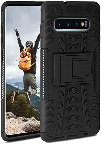 ONEFLOW Tank Case für Samsung Galaxy S10 Plus Hülle Outdoor, stabile Panzerhülle mit Kamera und Display Schutz, sichere Handyhülle, TPU Handy Schutzhülle mit Ständer, Schwarz