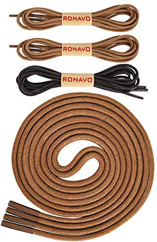 RONAVO Round Waxed Shoelaces (3 pair) - for Oxford Shoes Round Dress Shoes Boots Leather Shoe Laces | Shoe Strings for Men by Size: 55 Inch(140cm)…
