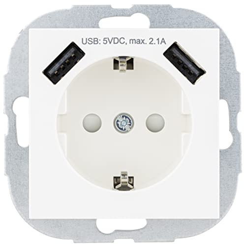 REV Matrix Steckdose mit 2fach USB Kombi 2,1 Ampere weiß matt