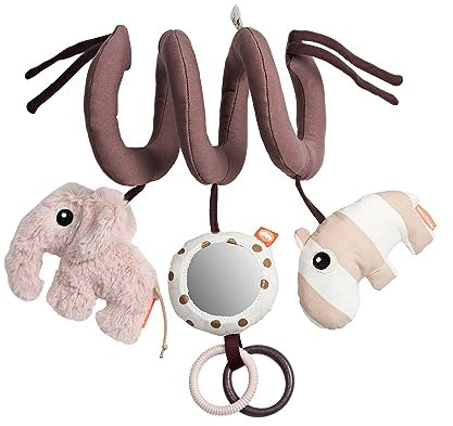 Done by Deer Activity-Spirale - Deer Friends - Powder - Babyspielzeug ab 0 Monaten – mit Rassel, Knister, Spiegel & Beißringen – für Kinderwagen, Bett & Autositz – Rosa & Gold