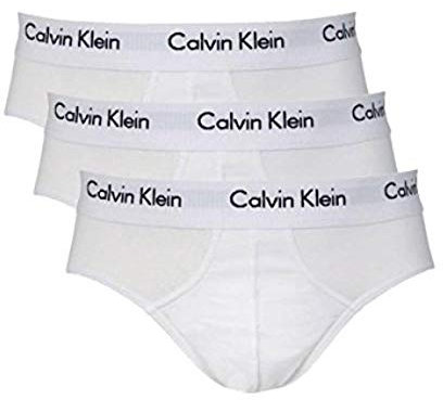 Calvin Klein Underwear, slip da uomo in cotone elasticizzato, confezione da 3 100 bianco - bianco. M