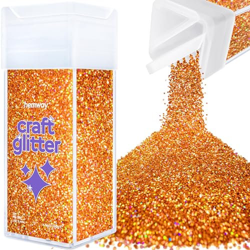 Hemway Premium Craft Glitter Shaker - Copper Holographic | 130g Fine Metallic Flake Sequins for Resin & Epoxy Crafts | Craft Supplies for Festival, Tumblers, Body, Face, Eye & Nail Art