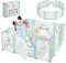 Dripex Laufstall Baby 150×150cm, Laufgitter Baby, Laufstall Faltbar, Laufgitter Faltbar, Kinderlaufstall mit Spielzeugboard, Playpen aus Kunststoff, Babyzaun, Grün