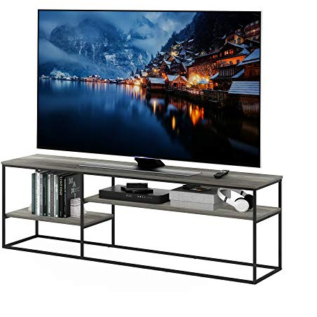 Furinno Moretti Modern Lifestyle TV Stand for TV up to 78 Inch, French Oak Grey