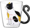 250ml Tasse en Verre Mug de Lait Chat Mignon Verre à Eau Transparent 3D avec Poignée Tasse Mug à Café Résistant à la Chaleur Micro-ondes Cup Coupe à Thé Chocolat Boisson pour Adultes Enfants (Blanc)