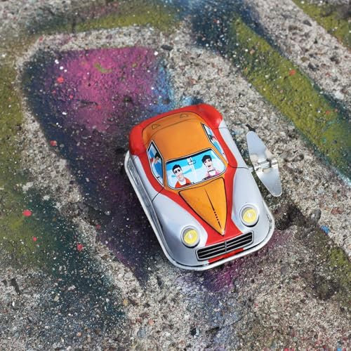 Freak Scene Blechspielzeug - Rennwagen - Space Invader - orange weiß - Aufziehauto