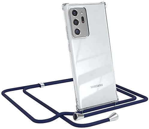 EAZY CASE Handykette kompatibel mit Samsung Galaxy Note 20 Ultra/Note 20 Ultra 5G Handyhülle mit Umhängeband, Handykordel mit Schutzhülle, Silikonhülle, Hülle mit Band, Stylische Kette, Navy Blau