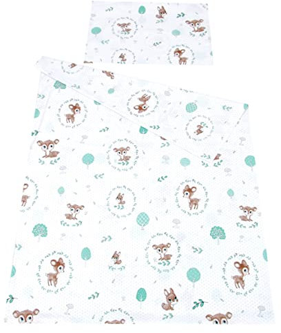 Babylux Bettwäsche Bezug 2 TLG. 100 x 135 cm Kinderbettwäsche Bettwäsche Bettset Babybettwäsche (120. Wald REH)
