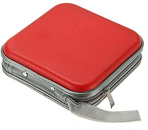 CD DVD Case, 40 Discs Capacity Portable Travel CD Case Storage Album Bag Plastic Bag Case - Double Side DVD DJ Disc Organizer with Hand Strap Protective Zipper Storage Wallet Hand Bag (Red)
