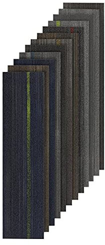 Floordirekt Teppichdielen - Teppichfliesen 25x100 cm - selbstliegend & robust, antistatisch - Fliesen Teppichboden Auslegware Teppich Fußbodenbelag für Haus & Büro (Aberdeen, Grau 82024)