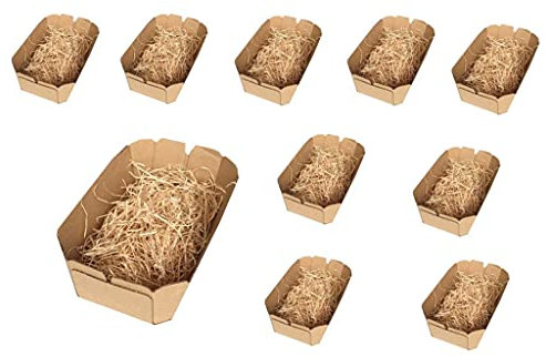 25 Cestini di Cartone Avana, scatoline aperte per confezioni, bomboniere, packaging regalo, cestino natalizio o pasquale MOD60 con 250 gr paglia in legno finissima