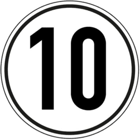 Hinterglasaufkleber Geschwindigkeits-Schild 10 km/h für Fensterscheiben StVO Schild Folie selbstklebend | Ø20cm