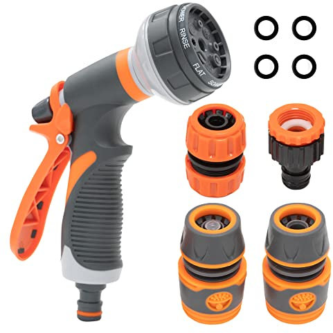 Pelle & Sol Hose Pipe Spray Gun Kit with 8 Adjustable Modes High-Pressure Nozzle & Hose Connector Fittings | Non-Slip Garden Hose Set & Garden Tools |Shower Hose Set for Watering Plants, Car Cleaning