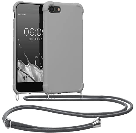 kwmobile Necklace Case kompatibel mit Apple iPhone SE (2022) / iPhone SE (2020) / iPhone 8 / iPhone 7 Hülle - Cover mit Kordel zum Umhängen - Silikon Schutzhülle Taupe