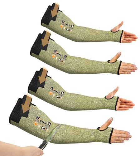 Schwer 2 Pairs CORE Arm Protection Sleeves S081, ANSI A5 Cut Resistant Sleeves with Thumbhole, Flame Resistant Welding Sleeve for Work Kitchen, Farmer Sleeve for Gardening Arm Guards