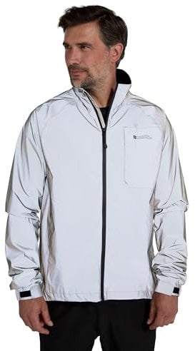 Mountain Warehouse Adrenaline Mens Waterproof Cycling Jacket - Reflective Mens Coat, Breathable Unisex Rain Coat - For Outdoors, Running & Walking Silver M