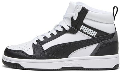 PUMA Rebound V6 Mid Jr, Scarpe da ginnastica Unisex - Bambini e ragazzi, Puma White Puma Black Shadow Gray, 37 EU
