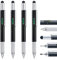 Stylo Multitool Pen 4 Pièces avec Recharges Supplémentaires, Stylo Métal Multifonction 6 en 1 avec Règle et Jauge de Niveau, Gadget Cool pour Homme, Cadeau pour Mari Papa Père (Noir)