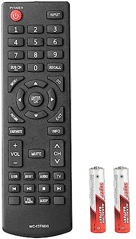 MC42FN00 Remote Control Compatible with Sanyo LCD TV FW24E05T FW42D25T FW32D25T FW48D25T FW65D25T DP32D53 DP40D64 DP50E44M DP24E14M DP32D53M DP39D14M Replacement Controller with Batteries