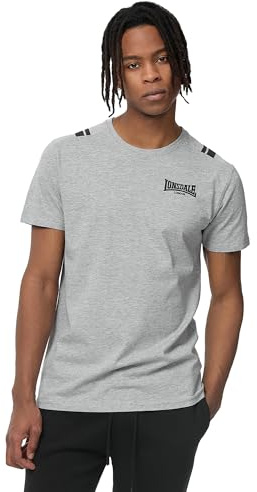 Lonsdale Men's Culrain Leisure T-Shirts, Marl Grey/Black, XXL