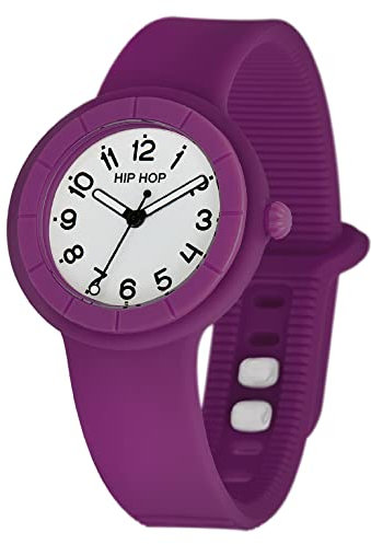 Hip Hop, Collezione Hero.Dot, Orologio Donna Bright Purple, con Cinturino in Silicone Soft Touch Intercambiabile, Pratica Chiusura, Lunetta Bianca, Numeri Neri, Cassa 34 mm, Movimento al Quarzo, Viola