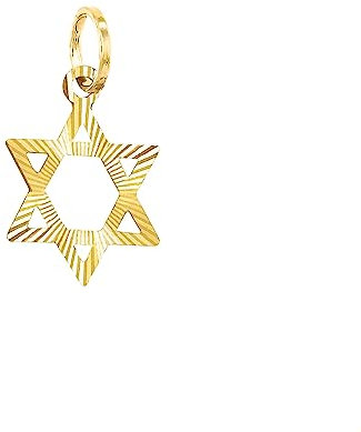forme di Lucchetta - Davidstern Anhänger aus 14K Gelbgold klein 1cm, Goldanhänger Damen Mädchen 585 Echtgold für Kette (bis zu 4 mm) - hergestellt in Italien