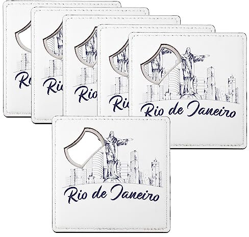sous Verre Décapsuleur - Rio de Janeiro Minimalist Brésil Voyage Foot Carnaval - Lot de 6 (92 x 92 mm)