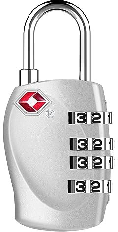 ZHEGE Kofferschloss, TSA Schloss für Koffer, Waffentasche, Fahrradtasche, Kleines Vorhängeschloss Zahlenschloss 4 Stellig, Rucksack Schloss mit Zahlencode (Sliber)