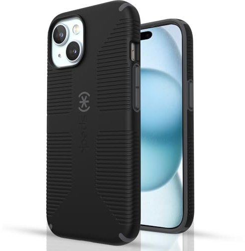 Speck MagSafe Case for iPhone 15 Plus - Drop & Camera Protection, Soft-Touch Secure Grip, Wireless Charging Compatible, Fits All 6.7 Inch Models Including iPhone 14 & 13 Plus - Grip Black