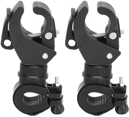 Gehstockhalter 2 Stück 360° Drehbar - Universeller Krückenhalter für Rollator, Rollstuhl,Fahrrad,Robust mit Antirutsch-Gummi, Ideal für Regenschirm,Fahrradlicht (Schwarz)