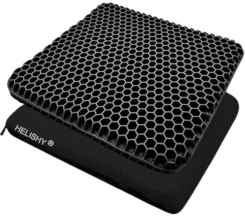 Ei Gel Sitzkissen Atmungsaktive Gelkissen Stuhlkissen mit Rutschfestem Bezug für Home Office Auto Rollstuhl Wabendesign Ei Sitzkissen Bekannt Aus TV (Schwarz)