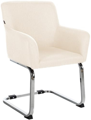 CLP Stuhl Puka I Gepolsterter Freischwinger I Edelstahl-Gestell, Farbe:Creme, Material:Stoff
