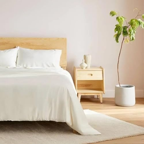 Waterlily Bettwäsche-Set aus 100 % Eukalyptus, Tencel, Lyocell, 4-teilig, Doppelbett-, Kingsize-Bettbezug, Bettlaken, Kissenbezüge, vegane Seide, organisch, natürlich, weicher als Bambus, kühlende