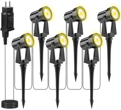 Totofac Gartenbeleuchtung LED,COB im Freien IP65 Wasserdichter Gartenleuchte, Warmweiß 3000K Gartenstrahler mit Erdspieß,Dekorative Gartenlampe Beleuchtung für Außen Garten Rasen (6-1)