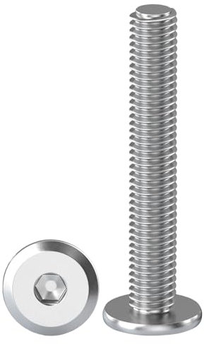 Drenky 10 Pièces Vis à Tête Plate Avec Six Pans Creux M8 X 60 mm Boulons à Tête Plate Hexagonale en Acier Inoxydable A2 V2A Vis à Tête Cylindrique Hexagonale à Bride Boulons Allen