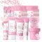 Gesichtspflege Set für Mädchen und Frauen, Anti-Falten Hautpflege Set für Gesicht, Feuchtigkeit Sakura Skincare Set mit Serum Creme Mask Cleanser Toner Augencreme - Täglichen Hautpflege
