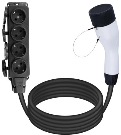 TKSE Typ 2 Auf Schuko Adapter, Typ 2 Stecker V2L Adapter mit 4-Port Europäischen Stecker, 30cm Entladekabel Stecker Fahrzeug Zum Laden Entlader für 16A 3,5KW V2L EV-Entladung