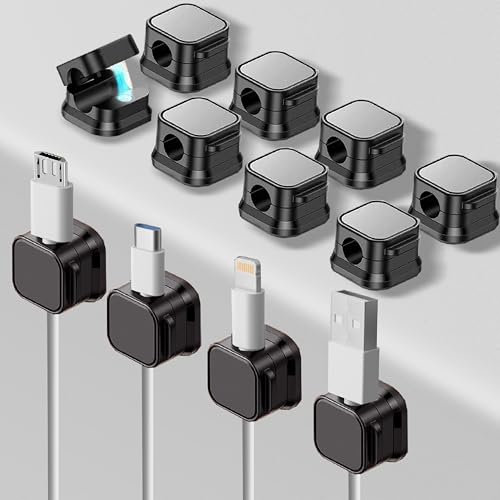 RCIDOS Kabelhalter Kabelmanagement, 12 Stück Magnetische Kabel Clips, Schwarz, 2.2 cm x 2.2 cm
