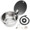 Fydun Fregadero de Cocina Redondo de Acero Inoxidable con Tapa de Vidrio para Barcos Caravanas RV