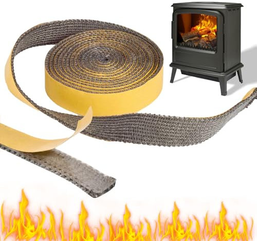Ofendichtband 20mm x 3mm x 3m Kamin Dichtband Kamindichtung Selbstklebend Ofen Dichtband Ofendichtung Selbstklebende Rückseite für Schornsteine Kamine Kessel Industrieöfen und Holzöfen